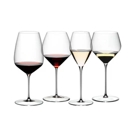 Ez a kóstolókészlet 4 poharat tartalmaz a RIEDEL Veloce sorozatból: Cabernet, Pinot Noir, Sauvignon Blanc és Chardonnay.