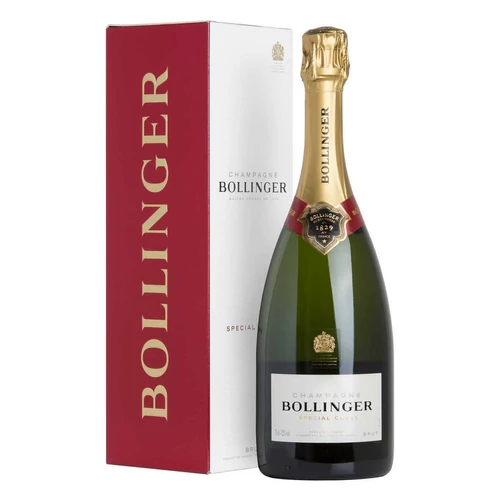 BOLLINGER Special Cuvée - 85%-ba Grand Cru és Premier Cru területekről szelektált 60% Pinot Noir, 25% Chardonnay, 15% Pinot Meunier házasítása.