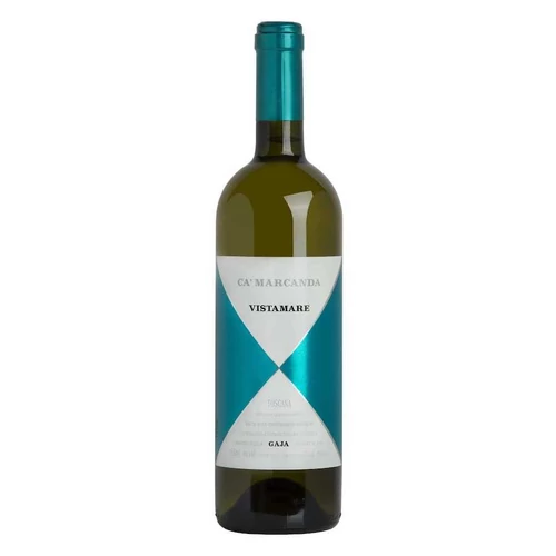 GAJA Ca'Marcanda Vistamare 2022 - 40% vermentino, 40% viognier és 20% fiano szőlőfajtákból, csonthéjas gyümölcsök, méz, virágok és jázmin jegyeivel. A Ca’Marcanda pincészet egyetlen fehérboraként kis palackszámban.