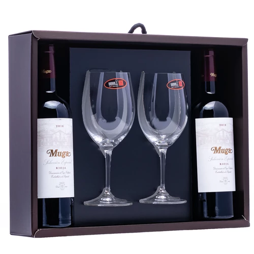 MUGA Seleccion Especial 2019 Szett Díszcsomagolásban ( 2 palack + 2  darab RIEDEL Pohár )